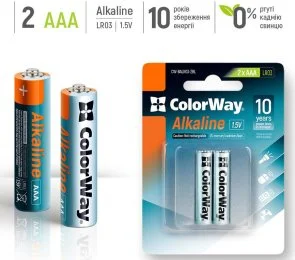 Фото: Батарейка ColorWay Alkaline Power LR03 AAA BL/2 (CW-BALR03-2BL) № 2 | KTC