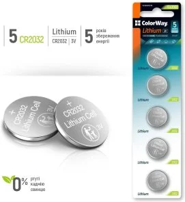 Фото: Батарейка ColorWay Lithium Power CR2032 BL/5 (CW-BACR2032-5BL) № 2 | KTC