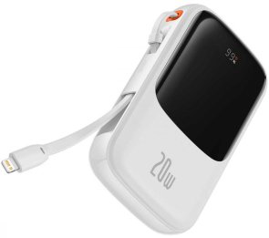 Батарея універсальна Baseus Qpow Pro 10000mAh QC20W with Lightning cable White (PPQD020002)