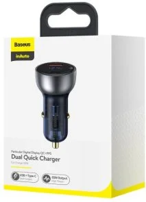 Фото: Автомобільний зарядний пристрій Baseus Particular Digital Display PPS Dual Quick Charger 65W Silver (CCKX-C0A) № 4 | KTC
