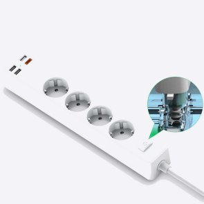 Мережевий фільтр WIWU PD20W Power Strip 4/1.6m 3xUSB 3.0/1xUSB-C White