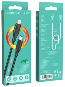 Кабель BOROFONE BX42 3A Type-C / Lightning 1m Black (BX42CB)