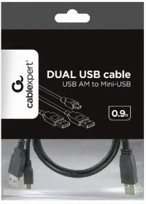 Фото: Кабель Cablexpert 2xAM / Mini USB 0.9m (CCP-USB22-AM5P-3 Black) № 2 | KTC