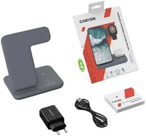 Фото: Бездротова зарядна станція Canyon WS-303 3in1 Dark Grey (CNS-WCS303DG) № 4 | KTC