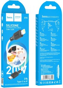 Кабель Hoco X90 Cool silicone PD 20W 3A Type-C / Lightning 1m White (6931474788399)