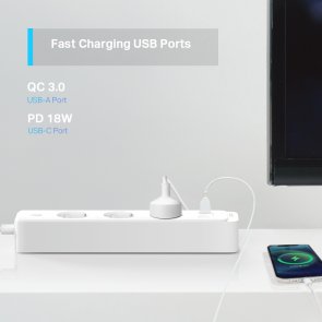 Мережевий фільтр TP-Link Tapo P300 3/1.5m USB White