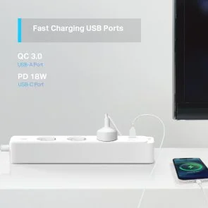 Фото: Мережевий фільтр TP-Link Tapo P300 3/1.5m USB White № 4 | KTC