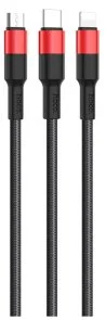 Фото: Кабель Hoco X26 Xpress 3in1 2A AM / MicroB/Type-C/Lightning 1m Black/Red (6957531080282) № 3 | KTC