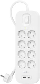 Мережевий фільтр Belkin Connect Surge Protector with USB 8/2m White (SRB003VF2M)