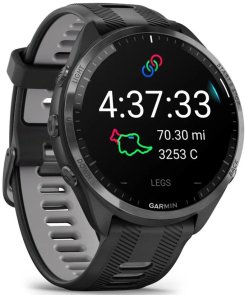 Смарт годинник Garmin Forerunner 965 - Carbon Gray DLC Titanium Bezel with Black Case and Black/Powder Gray Silicone Band (010-02809-10)