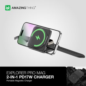 Бездротова зарядна станція AMAZINGthing Explorer Pro 2in1 MagSafe Black (EP2IN1SET)