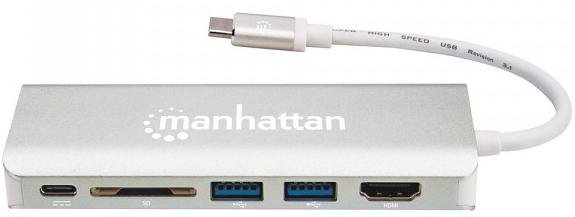 USB-хаб Manhattan 7in1 60W Silver (152075)