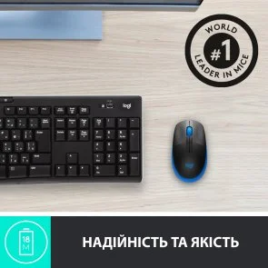 Фото: Миша Logitech M190 Full Size Wireless Blue (910-005907) № 5 | KTC