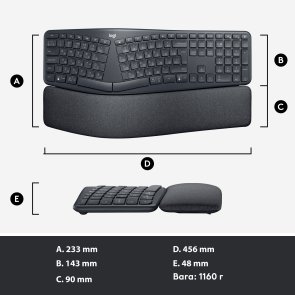 Клавіатура Logitech Ergo K860 Wireless Us/Ukr Graphite OEM (920-010352)