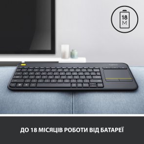 Клавіатура Logitech K400 Plus Wireless Touch US/Ukr Black (920-007145)