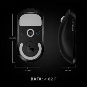 Фото: Миша Logitech G Pro X Superlight Wireless Black (910-005880) № 11 | KTC