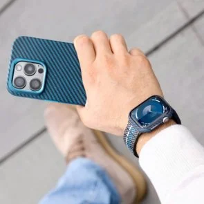 Фото: Чохол Pitaka for Apple Watch 9/8/7 45mm - Air Case Black/Blue № 2 | KTC