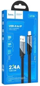 Фото: Кабель Hoco U119 2.4A USB AM/Lightning 1.2m Black (6942007604987) № 2 | KTC