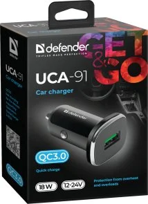 Фото: Автомобільний зарядний пристрій Defender UCA-91 18W Black (83830) № 3 | KTC
