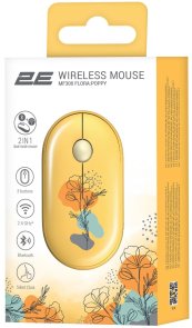 Миша 2E MF300 Flora Poppy Silent Wireless Yellow (2E-MF300WFLORAYW)