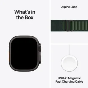 Фото: Смарт годинник Apple Watch Ultra 2 2024 49mm Black Titanium Case with Dark Green Alpine Loop - L (MX4T3) № 9 | KTC