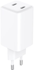 Зарядний пристрій Sandberg AC Charger Dual USB-C PD65W GaN 65W White (441-56)