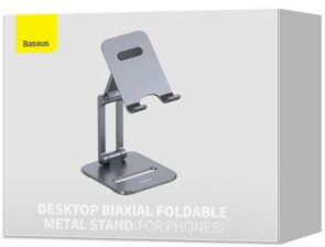 Універсальний тримач Baseus Desktop Biaxial Foldable Metal Stand for Phones Grey (LUSZ000013)