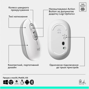 Клавіатура компактна Logitech POP Icon Combo BT White (920-013141)