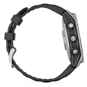 Смарт годинник Garmin Fenix E - 47 mm AMOLED Stainless Steel with Black Silicone Band (010-03025-00)