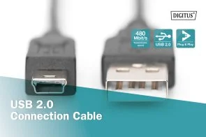 Фото: Кабель Digitus AM / MiniUSB 1.8m Black (AK-300108-018-S) № 3 | KTC
