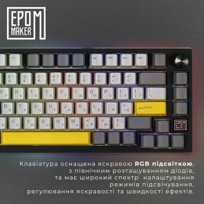  Клавіатура Epomaker TH80 SE Budgerigar V2 Switch Hot-Swap RGB WL/BT/USB Black (TH80-SE-B-BV2)