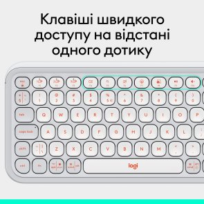 Клавіатура компактна Logitech Pop Icon Keys Wireless Off White/Orange (920-013072)