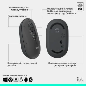 Фото: Миша Logitech POP Mouse with emoji Wireless Graphite (910-007412) № 6 | KTC