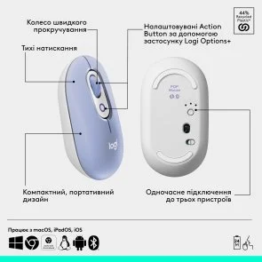 Фото: Миша Logitech POP Mouse with emoji Wireless Lilac (910-007414) № 6 | KTC