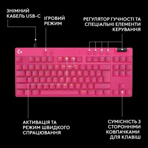 Фото: Клавіатура Logitech G Pro X TKL Rapid Linear Magenta (920-013253) № 7 | KTC