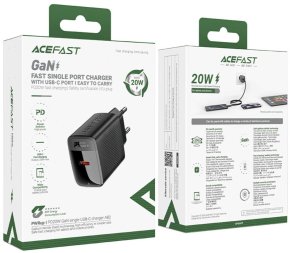  Зарядний пристрій Acefast A82 GaN 20W Black with Type-C / Type-C