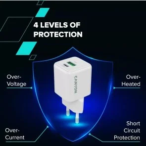 Фото: Зарядний пристрій Canyon CU20AC QC PD GaN 20W White (CNS-CUW20AC) № 6 | KTC