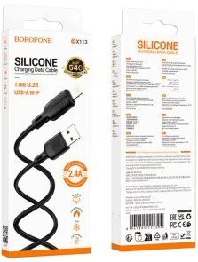 Фото: Кабель BOROFONE BX113 Lenny 2.4A AM / Lightning 1m Black (6941991115394) № 4 | KTC