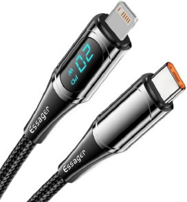 Кабель Essager LED Digital Display 20W Type-C / Lightning 2m Black (EXCTL-YDA01)