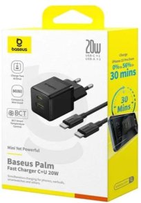 Зарядний пристрій Baseus Palm 20W Black with Type-C/Type-C (P10111608113-01)