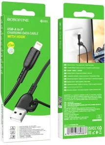 Фото: Кабель BOROFONE BX91 AM / Lightning 1m 2.4A Black (6974443389883) № 3 | KTC