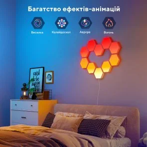 Фото: Настінний світильник Govee H6061 Glide Hexa Light Panels RGBIC Wi-Fi/BT 10pcs White (B6061301) № 9 | KTC