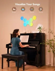 Фото: Настінний світильник Govee H6061 Glide Hexa Light Panels RGBIC Wi-Fi/BT 10pcs White (B6061301) № 17 | KTC