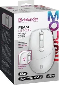 Фото: Миша Defender Feam MM-296 Wireless White (52297) № 3 | KTC