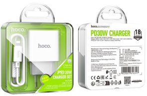 Зарядний пристрій Hoco C76A Pro Majestic 30W White with Type-C/Type-C (6942007616324)