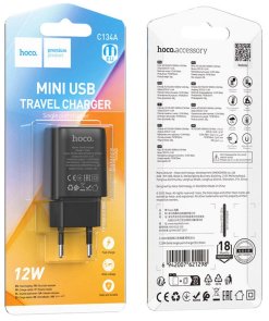 Зарядний пристрій Hoco C134A 2.4A Black (6942007621298)