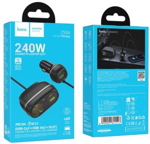 Автомобільний зарядний пристрій Hoco Z59A Rank 96W Black (6942007641517)