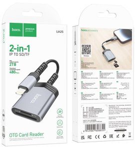 Кардрідер Hoco UA25 2in1 Lightning Metal Gray (6942007608855)
