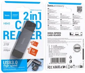 Фото: Кардрідер Hoco HB45 Spirit 2in1 USB3.0/Type-C Metal Gray (6942007620529) № 6 | KTC