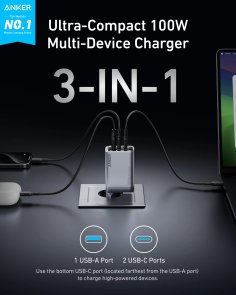 Зарядний пристрій Anker GaNPrime Charger GaN 100W Silver (A2688341)